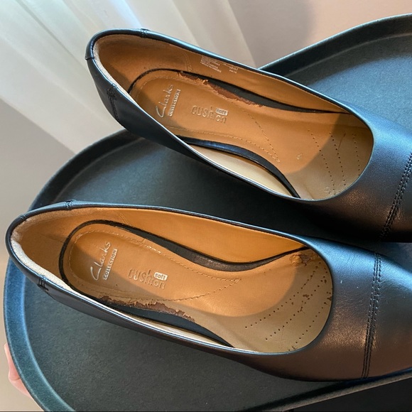 Clarks Stacked Heel Wedge Black 7.5 - Picture 2 of 6